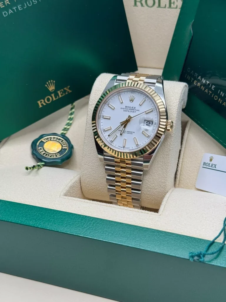 RLX Datejust 41mm 126333 White Index Oyster Steel and Yellow Gold Mens Watch