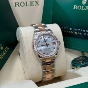 RLX Datejust m278381-0025/0026 Mother-of-Pearl Diamond 31mm Dial Diamond-Set Bezel and Oyster Bracelet Watch