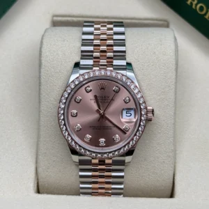 RLX Datejust m278381-0023/0024 Rose Diamond 31mm Dial Diamond-Set Bezel and Oyster Bracelet Watch