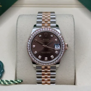 RLX Datejust m278381-0027/0028 Chocolate Diamond 31mm Dial Diamond-Set Bezel and Oyster Bracelet Watch