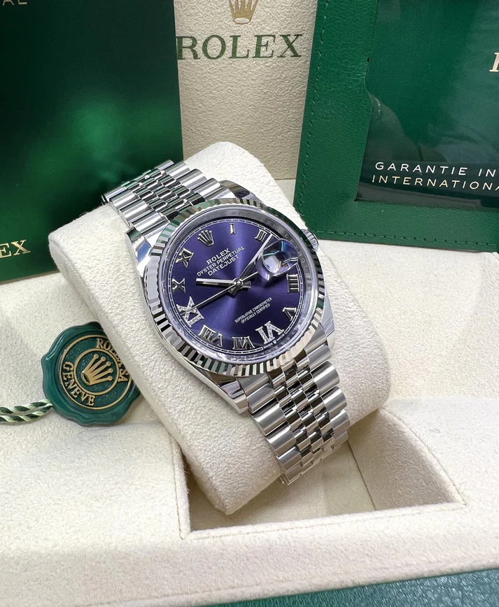 RLX Datejust 36mm 126234 Datejust Aubergine Purple Diamond Roman Oyster Stainless Steel