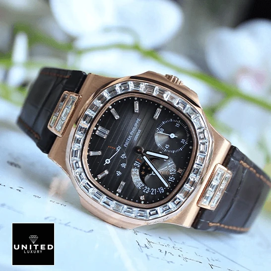 Patek Philippe Baguette Replica 5 Patek Philippe Baguette Diamond Bezel Black Dial Replica side view