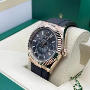 RLX Sky-Dweller 42mm Rose Gold Slate Dial Oysterflex - 336235