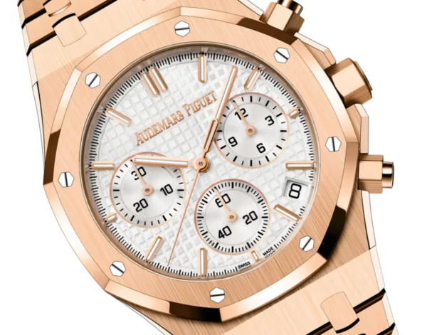 A&P ROYAL OAK Pink Gold Silver-Toned Dial CHRONOGRAPH 41mm