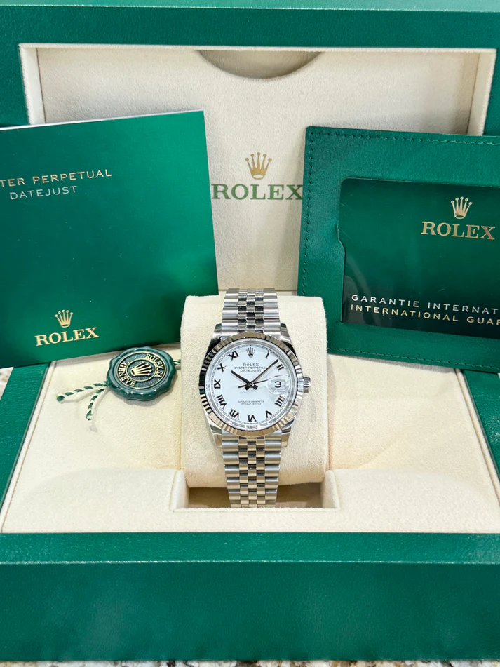 RLX Datejust 36mm 126234 White Roman Dial Oyster Stainless Steel Mens