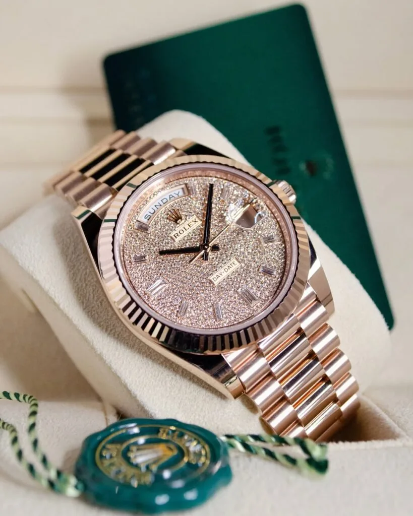 RLX Day-Date "President" 40mm Everose Gold Diamond Pave Dial - 228235
