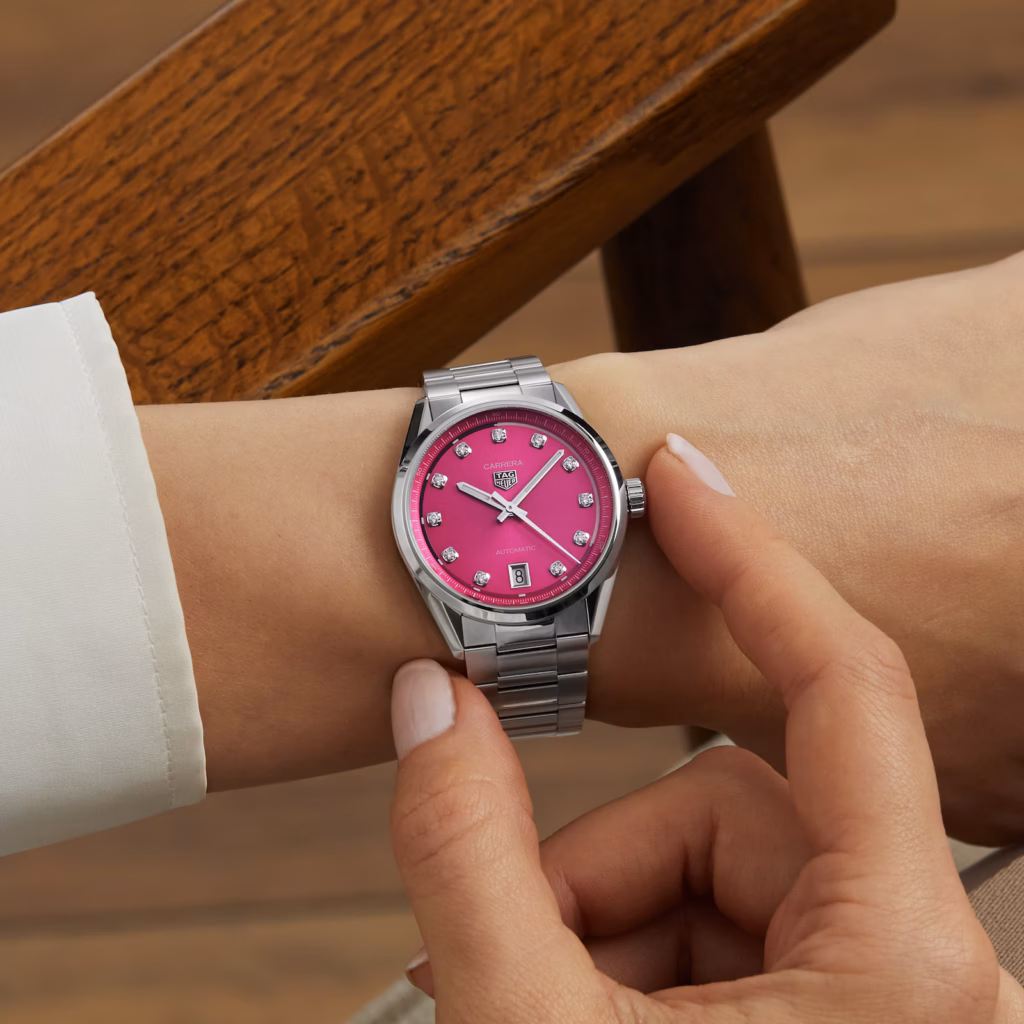 TAG Heuer Carrera Date 36mm Ladies Watch Pink Diamond Dot WBN2318.BA0001