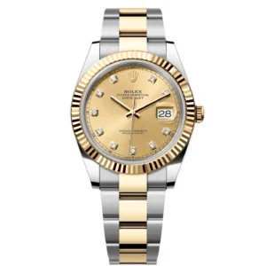 RLX Datejust 41mm Two-Tone Yellow Gold Fluted Bezel Champagne Diamond Dial Oyster - 126333