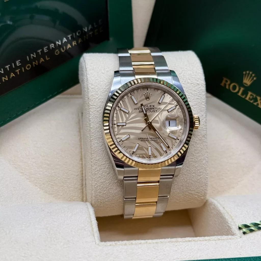 RLX Datejust 36mm 126233 Golden Palm Motif Dial Jubilee Bracelet Watch