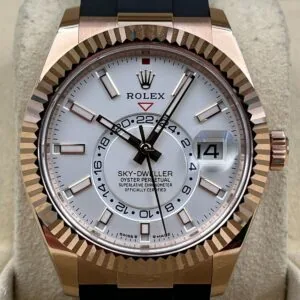 RLX Sky-Dweller 42mm Rose Gold White Dial Oysterflex - 336235