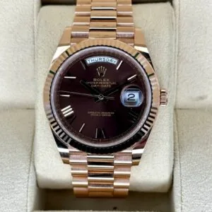 RLX Day-Date "President" 40mm Everose Gold Chocolate Roman Dial - 228235