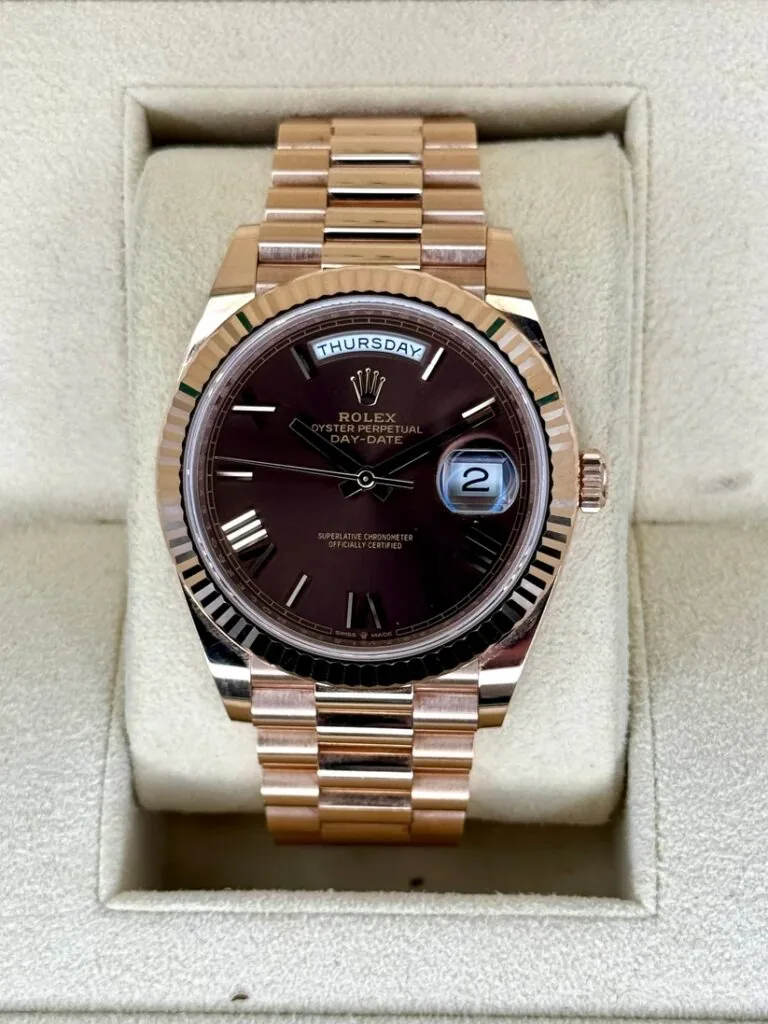 RLX Day-Date "President" 40mm Everose Gold Chocolate Roman Dial - 228235