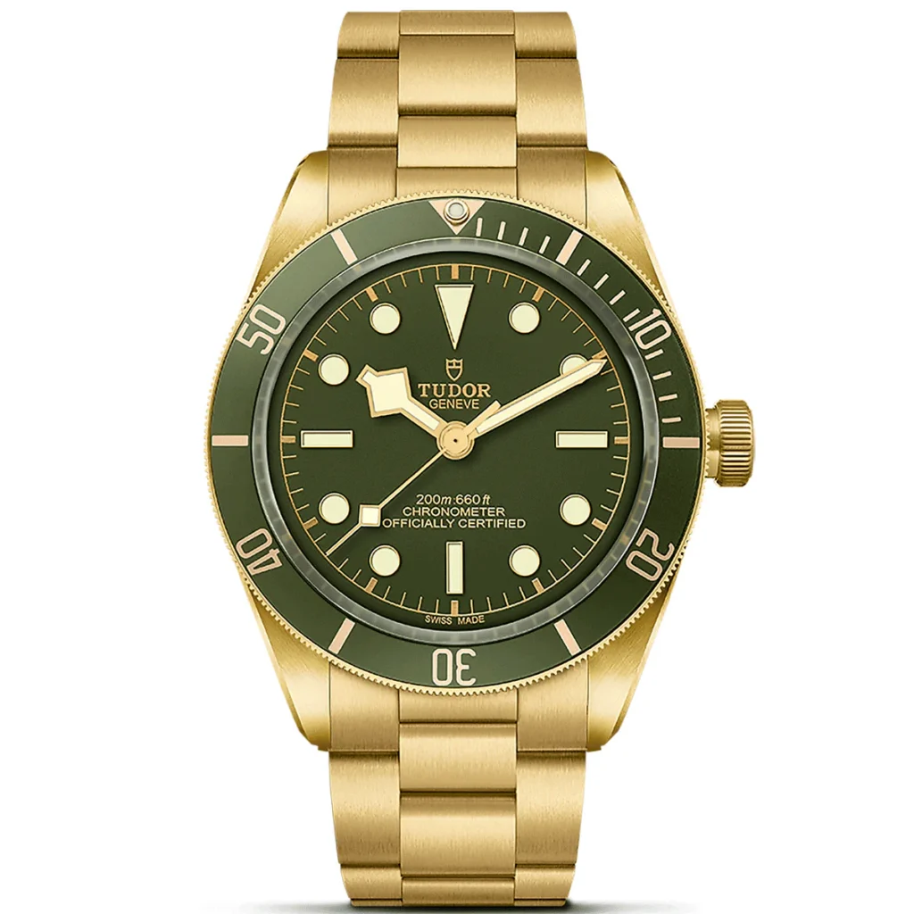 TUDOR Black Bay 58 18K 39mm 18ct Yellow Gold Green Dial Bracelet Watch M79018V-0006