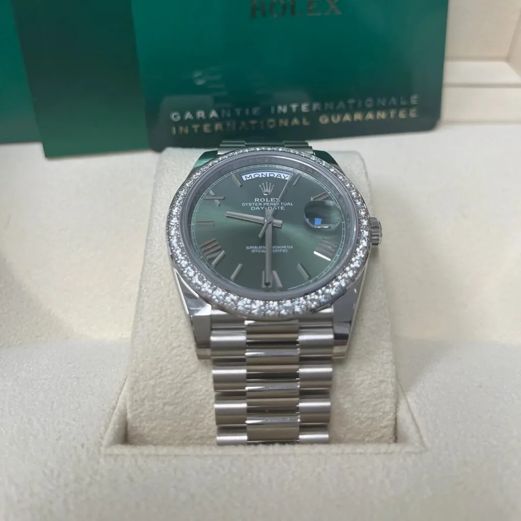RLX Day-Date 40mm 228349RBR-0030 Olive Green Dial President Bracelet