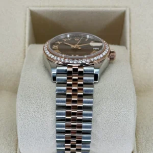RLX Datejust m278381-0005/0006 Chocolate Roman Diamond 31mm Dial Diamond-Set Bezel and Oyster Bracelet Watch