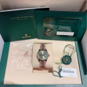 RLX Lady-Datejust 31mm 279175 Green Diamond-Set Dial President Everose Gold