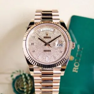RLX Day-Date "President" 40mm Everose Gold Diamond Pave Dial - 228235
