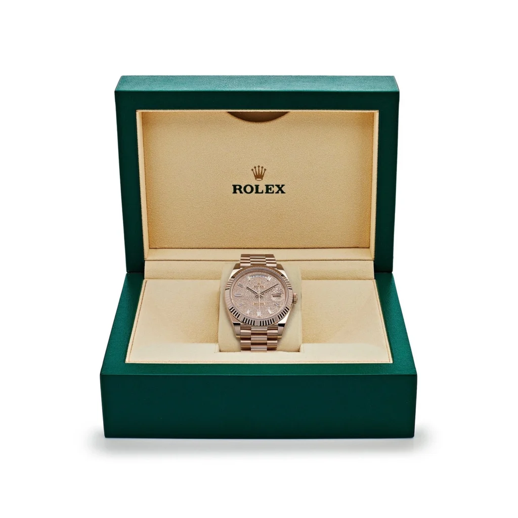 RLX Day-Date "President" 40mm Everose Gold Diamond Pave Dial - 228235