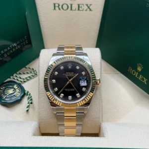 RLX Datejust 41mm 126333 Black Diamond Jubilee Steel and Yellow Gold Men’s Watch