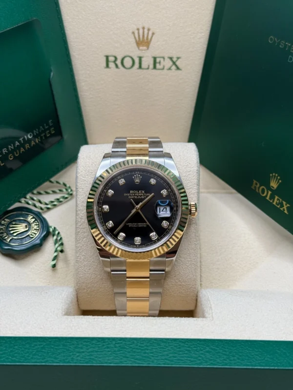 RLX Datejust 41mm 126333 Black Diamond Jubilee Steel and Yellow Gold Men’s Watch