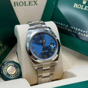 RLX Datejust 41mm 126300 Blue Roman Oyster Stainless Steel Watch