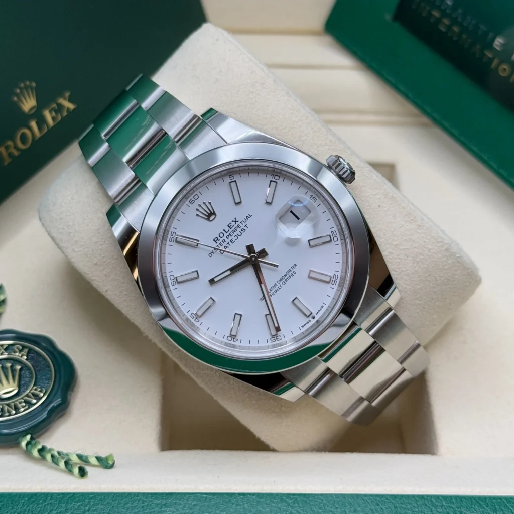 RLX Datejust 41mm 126300 White Index Oyster Stainless Steel Watch