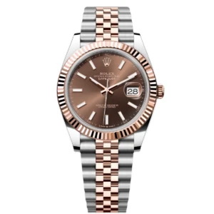 RLX Datejust 41mm 126331 Chocolate Index Jubilee Steel and Everose Gold Watch