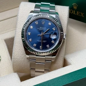 RLX Datejust 41mm 126334 Blue Diamond Oyster Stainless Steel Mens Watch
