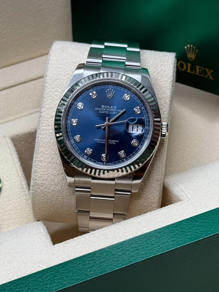 RLX Datejust 41mm 126334 Blue Diamond Oyster Stainless Steel Mens Watch