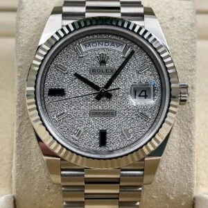 RLX Day-Date "President" 40mm White Gold Pave Diamond Sapphire Dial - 228239
