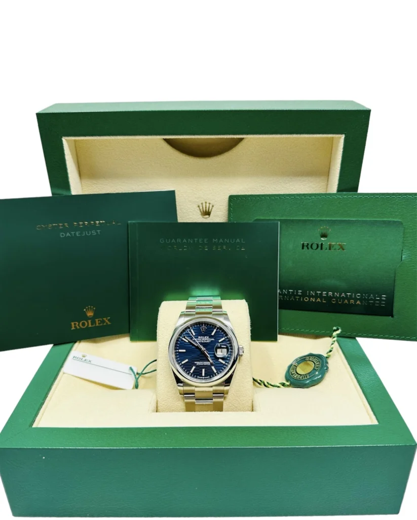 RLX Datejust 36mm 126200 Oyster Perpetual Blue Fluted Motif Dial Jubilee Stainless Steel