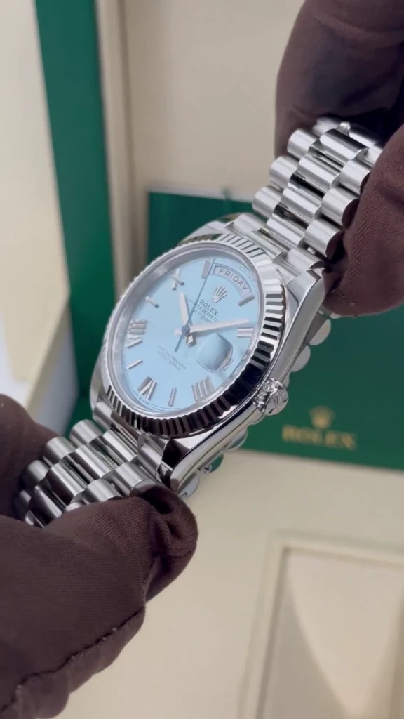 RLX Day-Date "President" 40mm Platinum Ice Blue Roman Dial - 228236