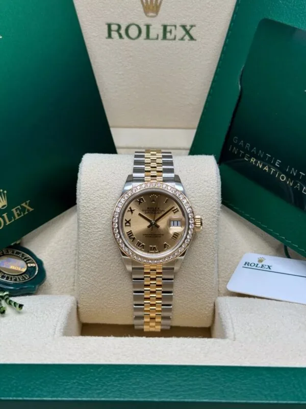 RLX Lady-Datejust 31mm 279383RBR Champagne Roman Dial Yellow Rolesor Oyster Bracelet
