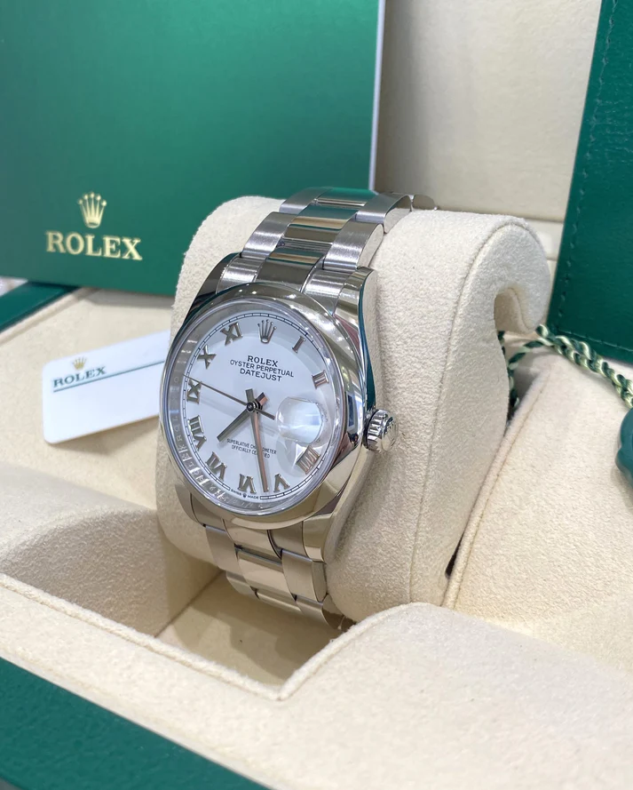 RLX Datejust 36mm 126200 Stainless Steel White Roman Dial Oyster