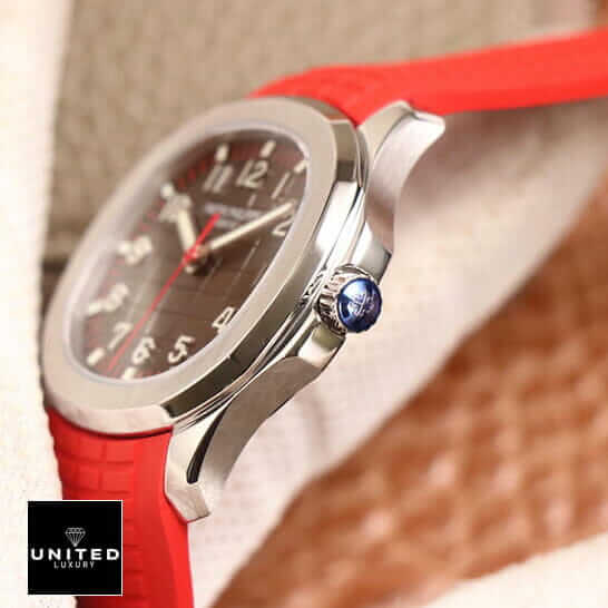 Patek Philippe Red 5167A Replica 2 Patek Philippe Steel Case Crown Red Rubber Bracelet Replica side view