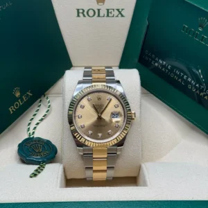 RLX Datejust 41mm Two-Tone Yellow Gold Fluted Bezel Champagne Diamond Dial Oyster - 126333