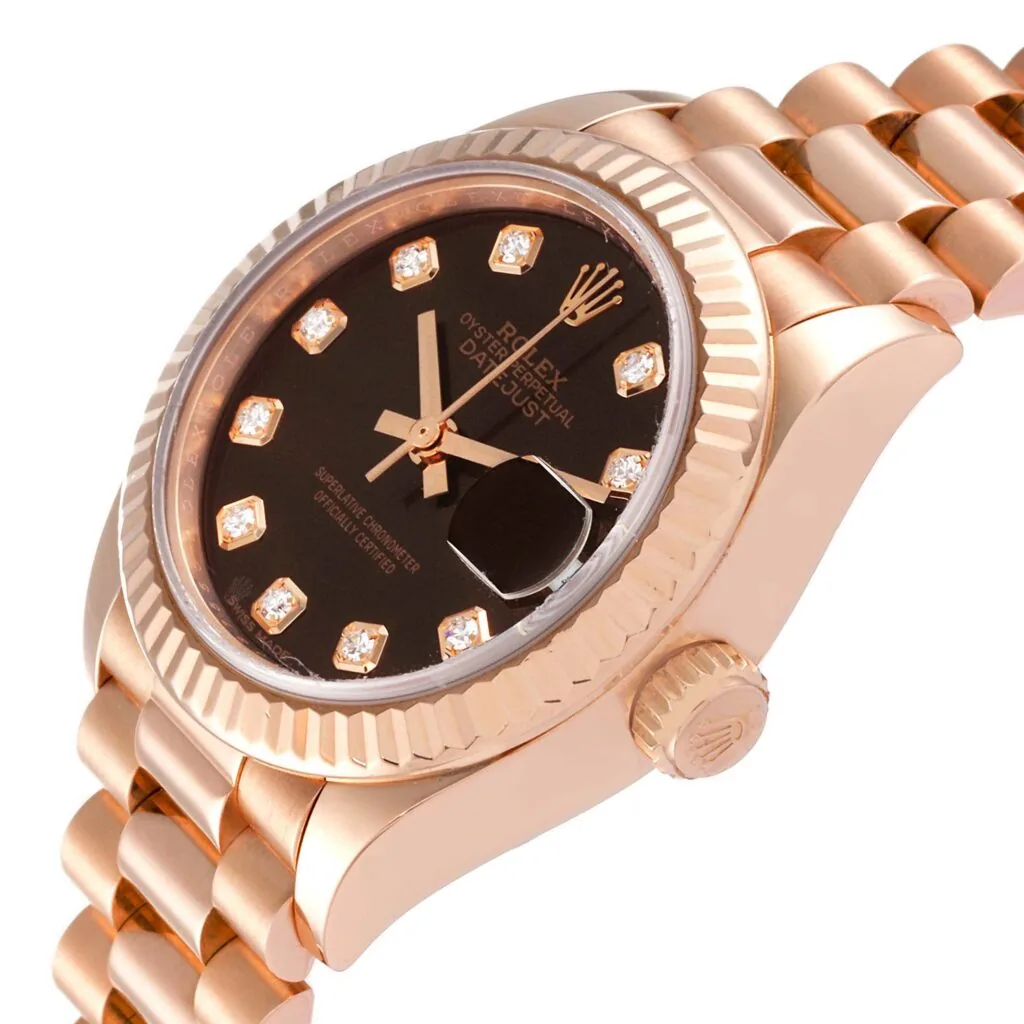 RLX Lady-Datejust 31mm 279175 Chocolate Diamond-Set Dial President Everose Gold