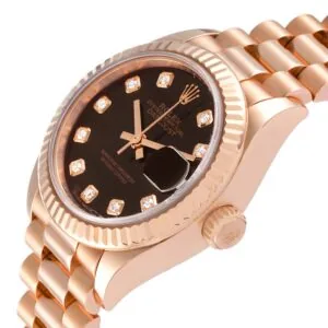 RLX Lady-Datejust 31mm 279175 Chocolate Diamond-Set Dial President Everose Gold