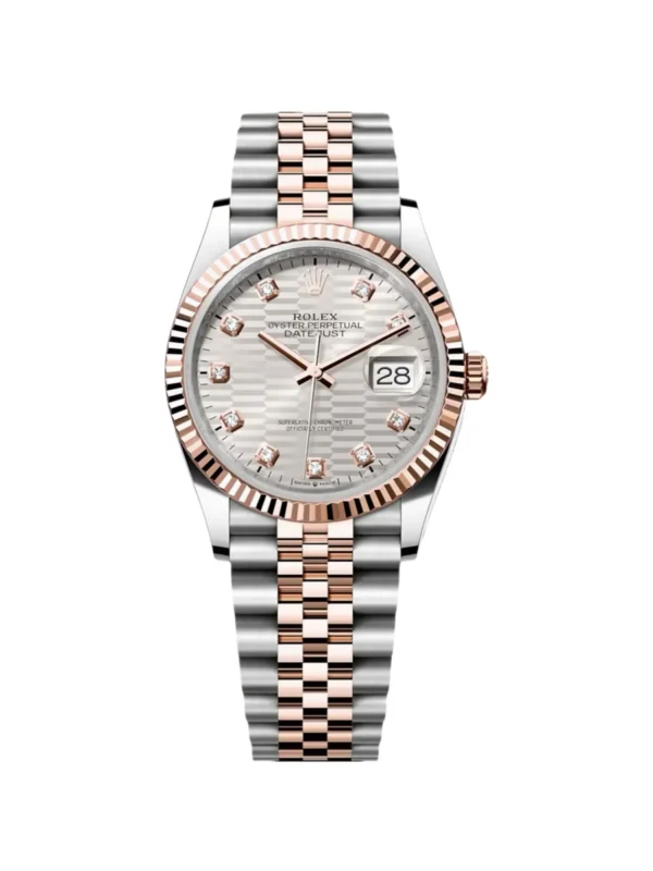 RLX Datejust 36mm 126231 Silver Fluted Motif Dial Oystersteel and Everose gold Bracelet