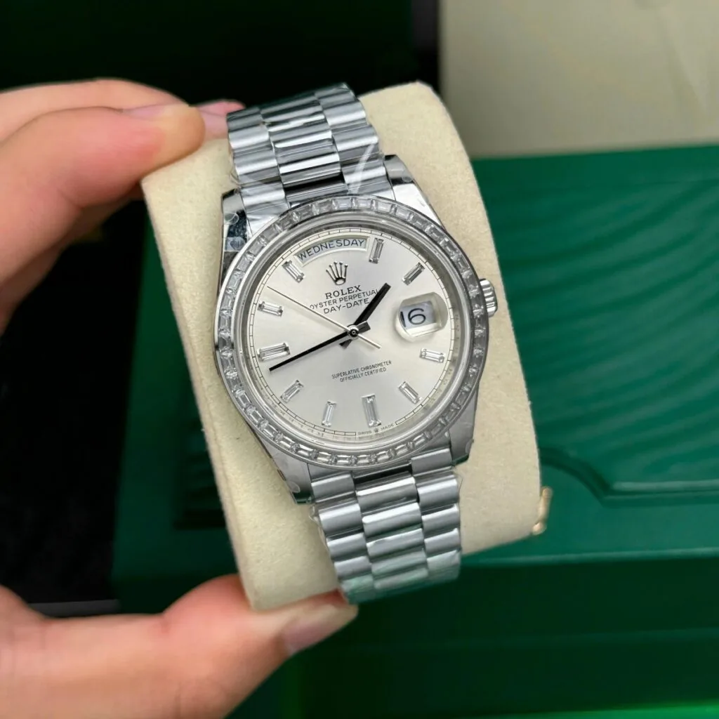 RLX Day-Date 40mm 228396TBR-0011 Silver Diamonds Dial