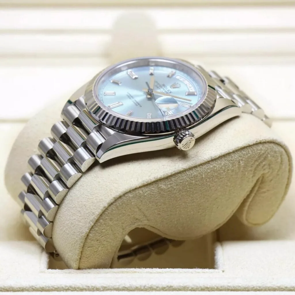RLX Day-Date "President" 40mm Platinum Ice Blue Baguette Dial - 228236