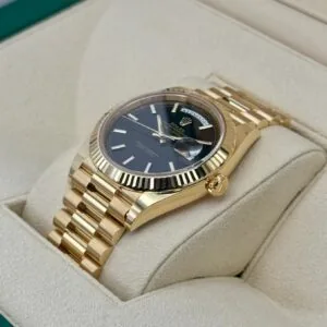 RLX Day-Date "President" 40mm Yellow Gold Black Index Dial - 228238