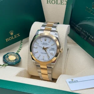 RLX Datejust 41mm 126303 White Index Oyster Steel and Yellow Gold Mens Watch