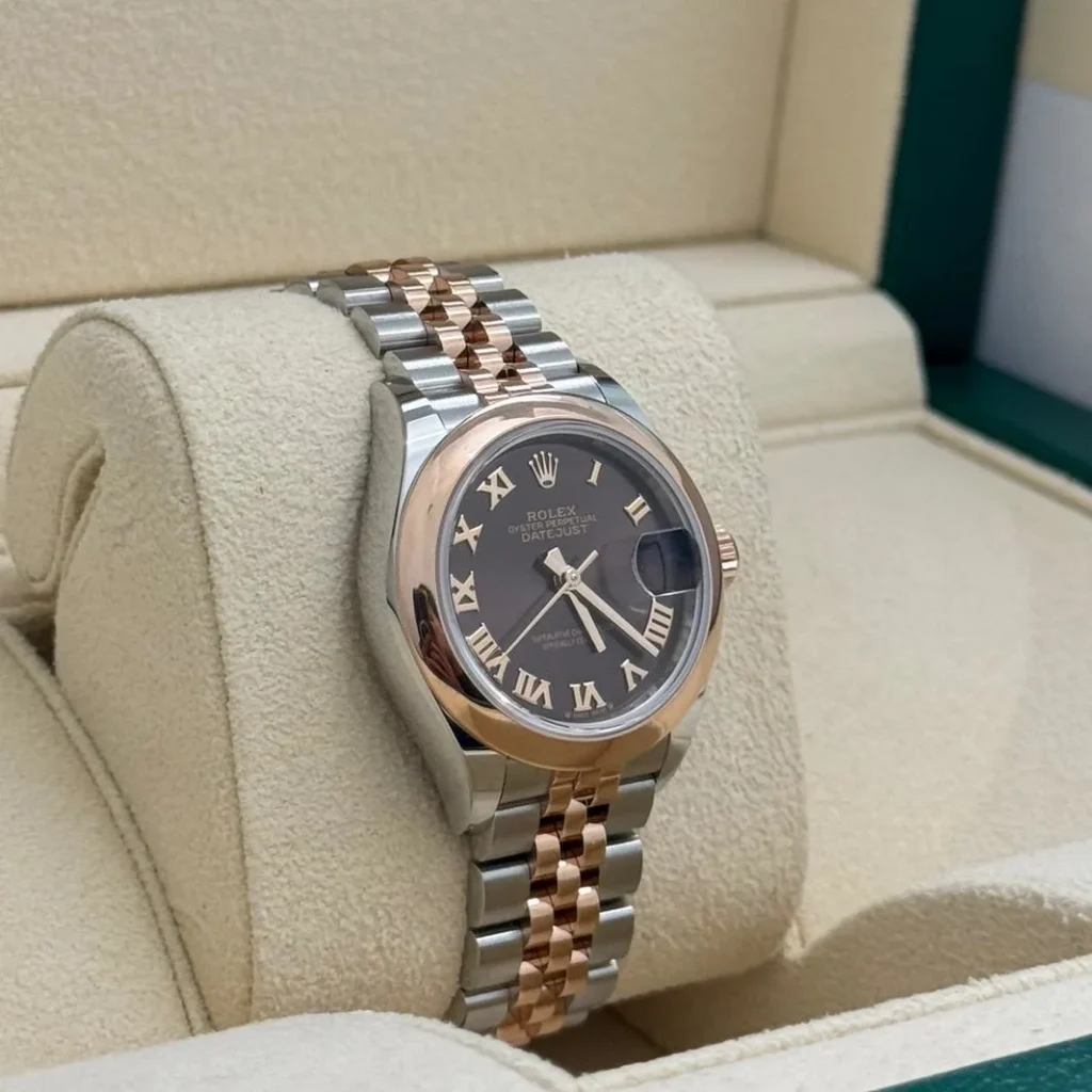 RLX Lady-Datejust 31mm 279161 Chocolate Roman Dial, Two Tone Stainless Steel & 18K Rose Gold Oyster Bracelet Women's Watch