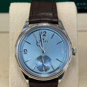 Rolex 1908 Platinum Ice Blue Dial Brown Alligator Strap - 52506-0002