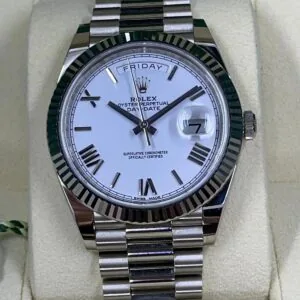 RLX Day-Date "President" 40mm White Gold White Roman Dial - 228239