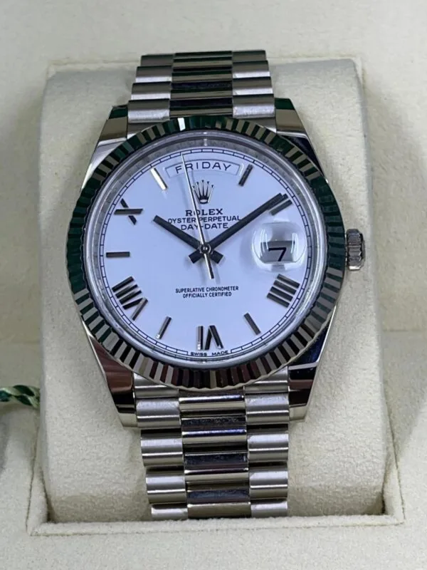 RLX Day-Date "President" 40mm White Gold White Roman Dial - 228239