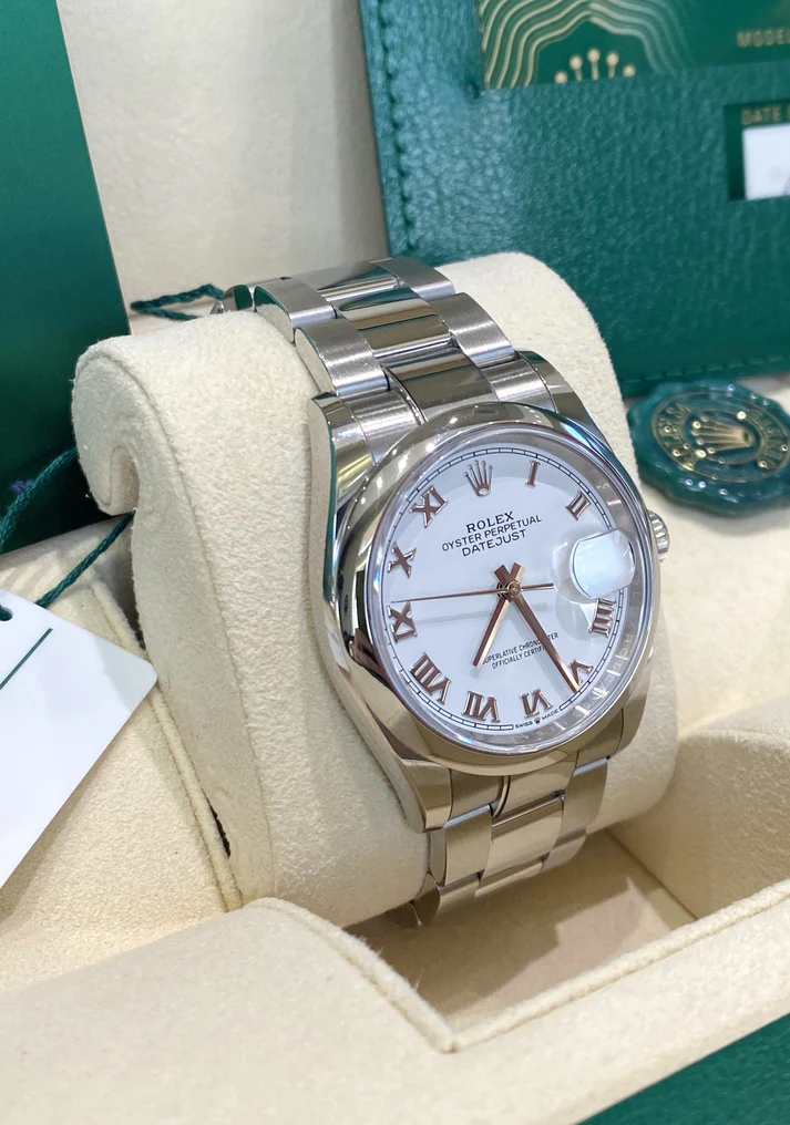 RLX Datejust 36mm 126200 Stainless Steel White Roman Dial Oyster
