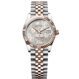RLX Datejust m278271-0031/0032 Silver Floral Motif 31mm Dial Oyster Bracelet Watch