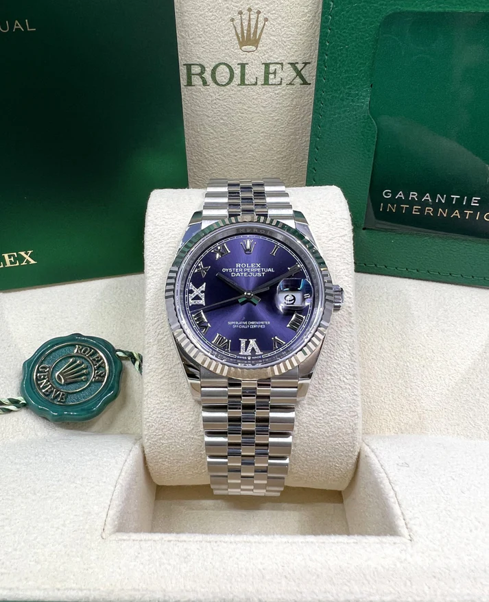 RLX Datejust 36mm 126234 Datejust Aubergine Purple Diamond Roman Oyster Stainless Steel